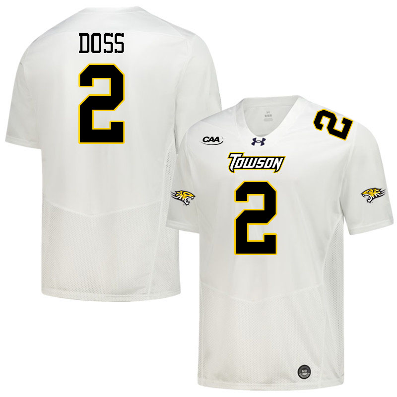 Towson Tigers #2 Jaceon Doss College Football Jerseys,Uniforms-White